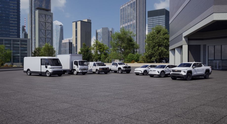 A family portrait of white GM Envolve vehicles