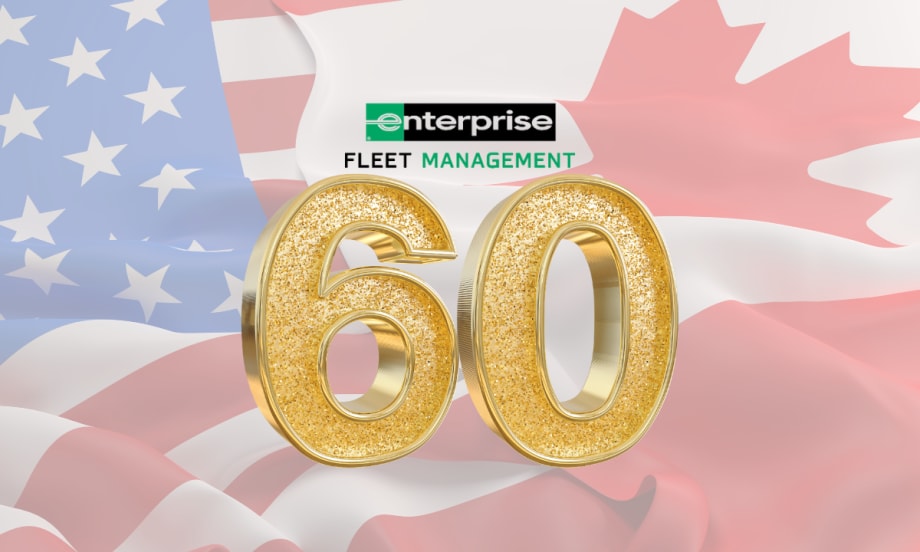 USA and Canada flags on background with Enterprise Fleet Management logo over a large 60