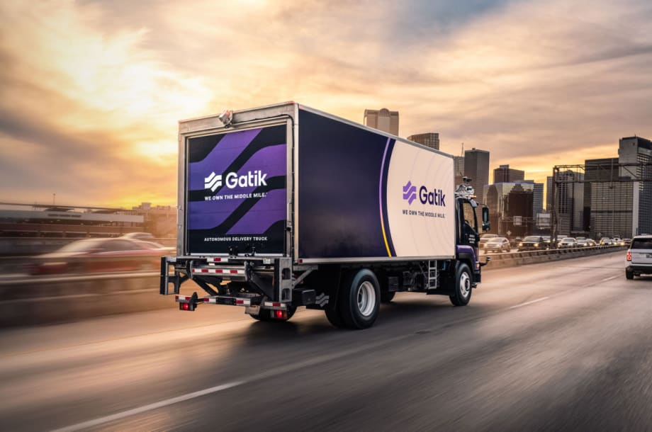 Gatik medium-duty middle mile truck on the road
