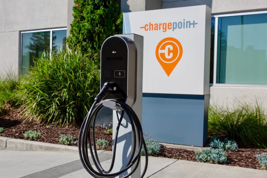 ChargePoint electric vehicle charging station.