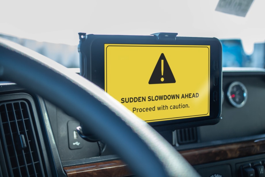 Drivewyze Sudden Slowdown Alert on screen