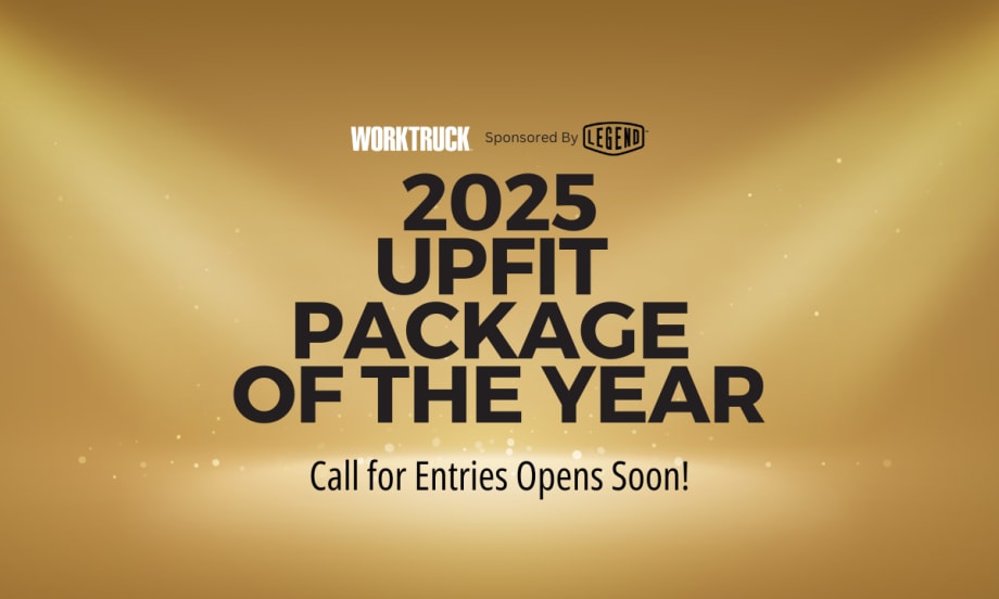 Gold background with 2025 Upfit Package of the Year: Call for Entries Opens Soon!