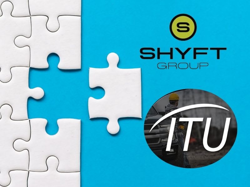 Shyft Group logo next to a puzzle with one piece removed.