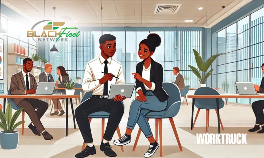 Young black professionals in a work environment
