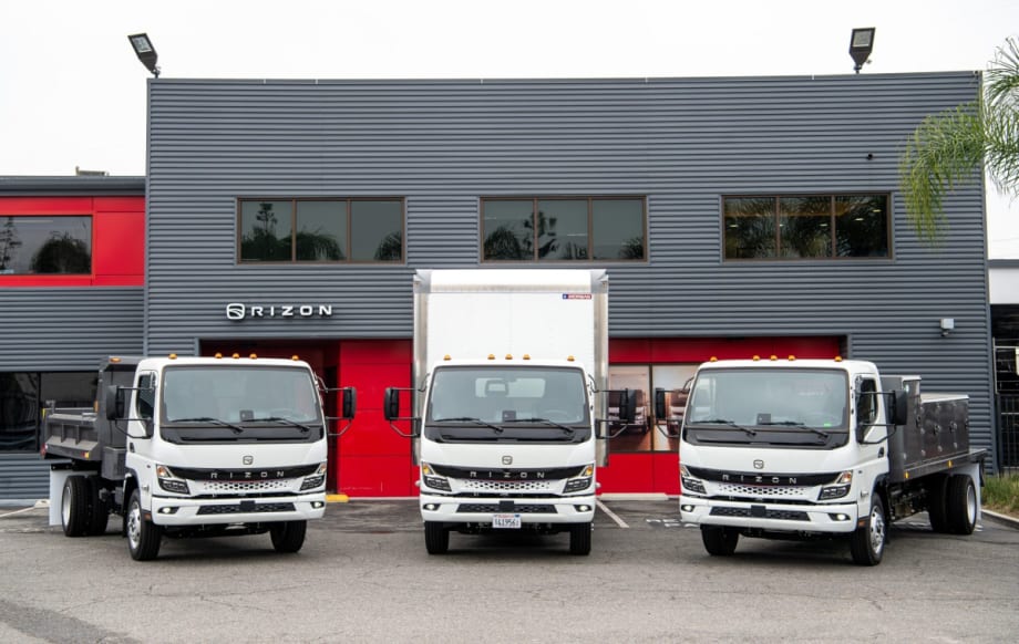 Three medium-duty RIZON USA electric trucks