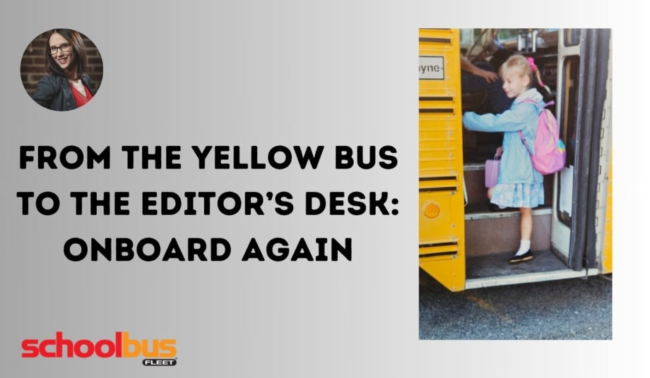 Photo of a little girl boarding the school bus