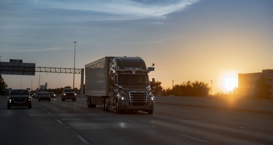 Autonomous Bot Auto tractor-trailer on Texas Highway