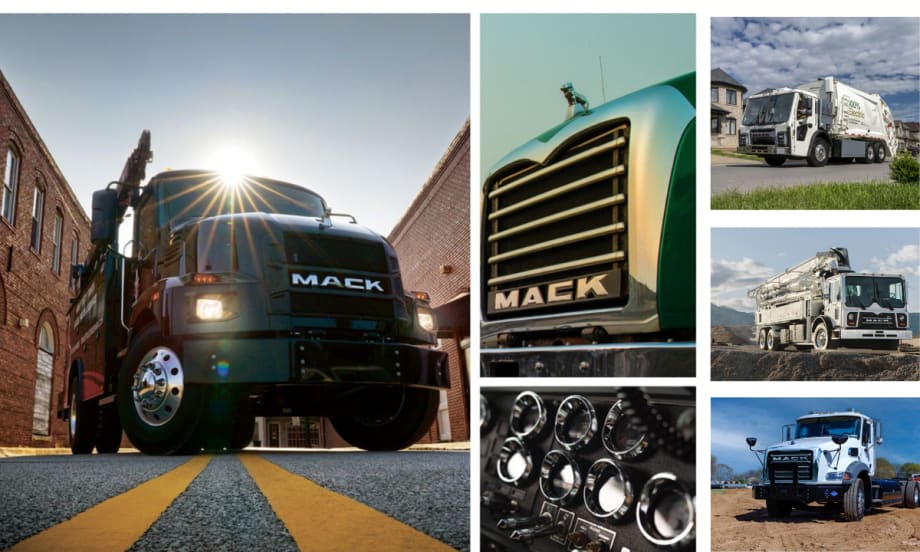 Collage image of Mack Trucks.