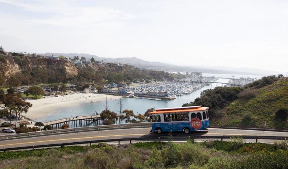 The Dana Point trolley traveling along its route.