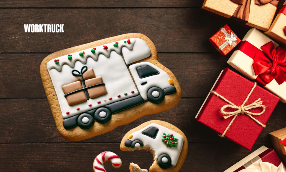 Christmas cookies shaped like work trucks