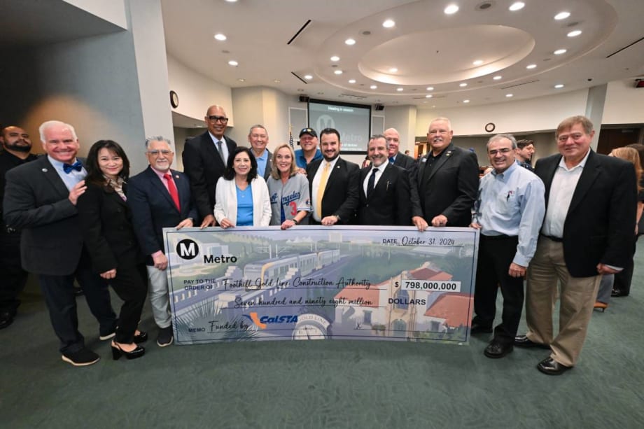 L.A. Metro representatives presenting the final funding for the Foothills Gold Line project.