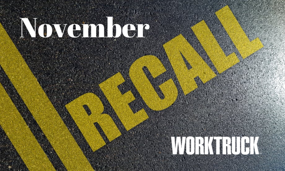 Background image of asphalt with two yellow lines and RECALL text in yellow.