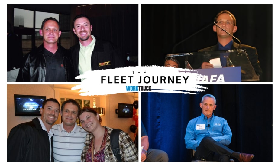 Collage of four images of Bob Adamsky for the Fleet Journey profile series from Work Truck.