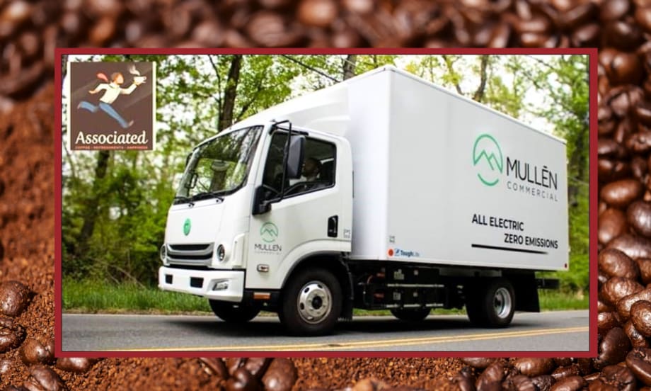 White Mullen electric truck that will be used for coffee delivery.