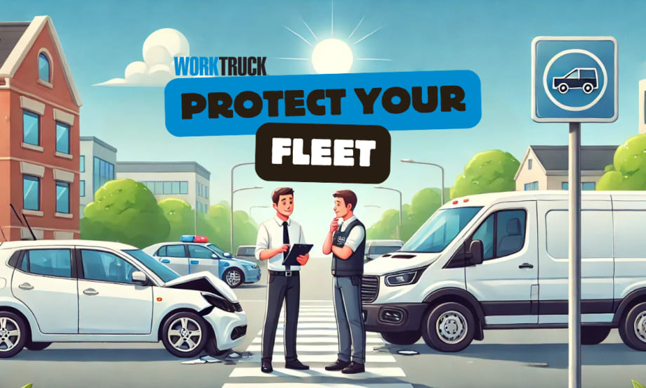 A minor traffic accident with Protect Your Fleet in bold text