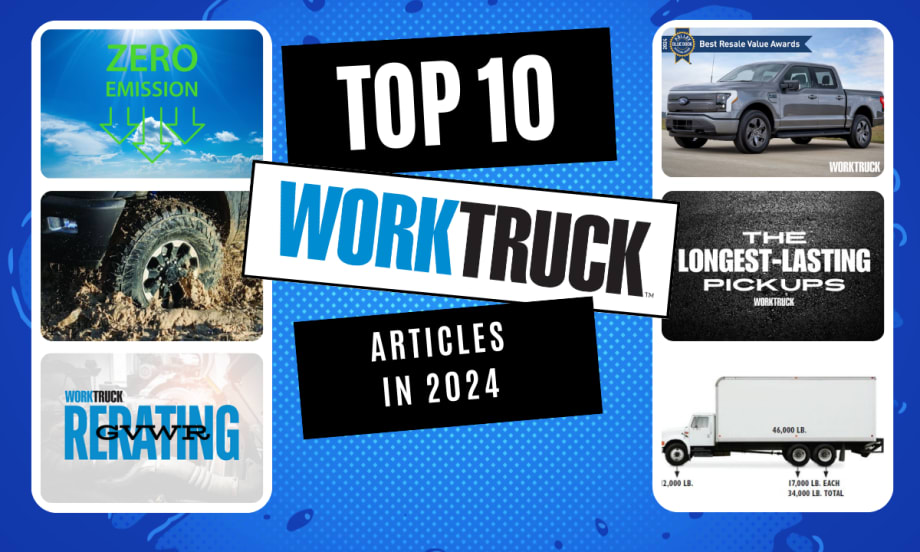Collage of photos from Top 10 Work Truck articles of 2024.