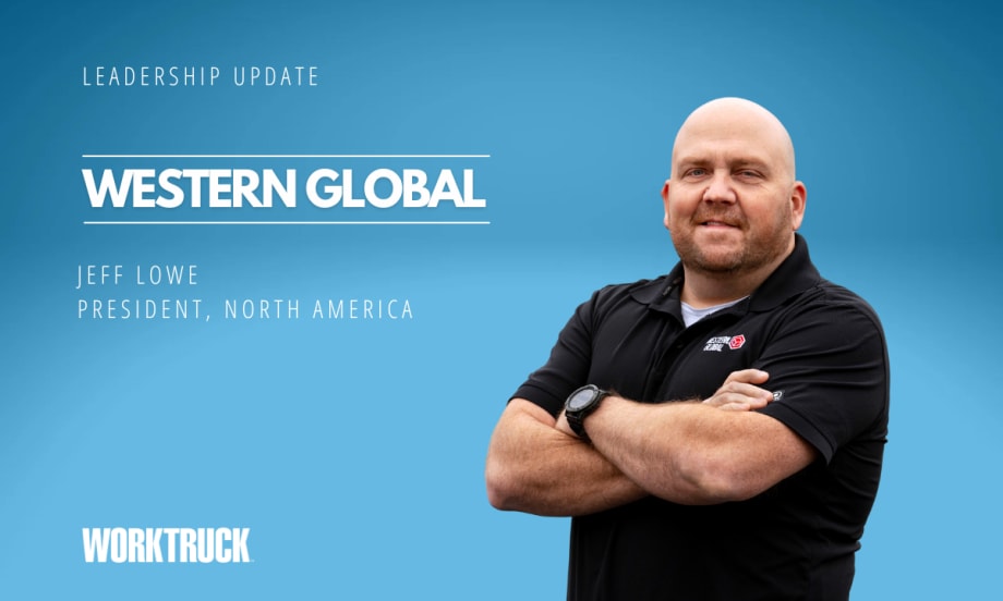 man in black shirt standing crossed arm, test that says Leadership Update, Western Global, Jeff Lowe.