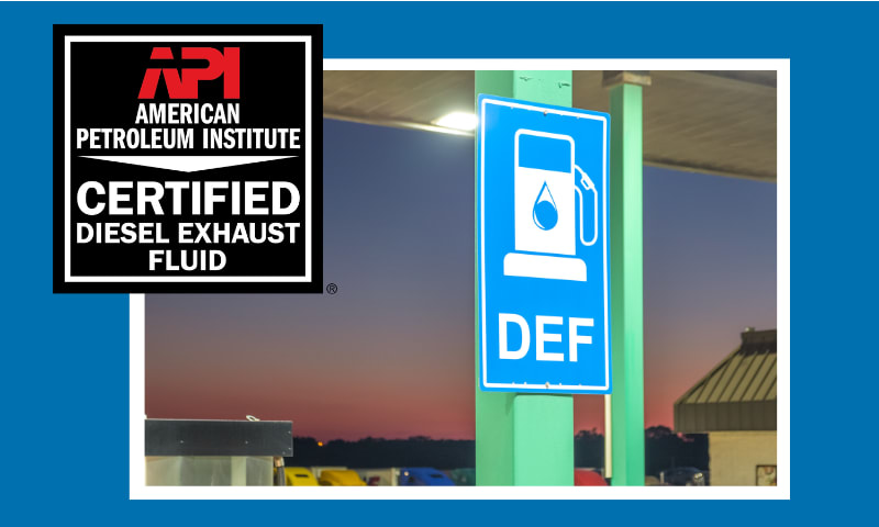 Image showing a DEF sign and inset logo for the American Petroleum Institute.