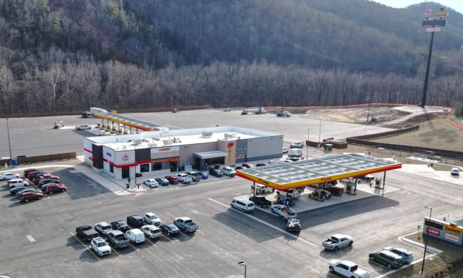 Aerial photo of a new Love's Travel Stops location opened in 2025.