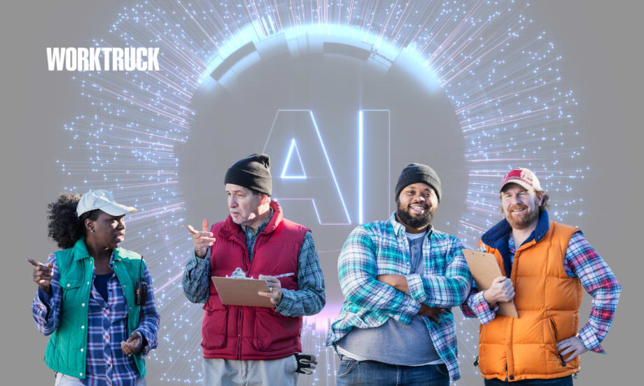 The modern fleet workforce stands in front of an AI background