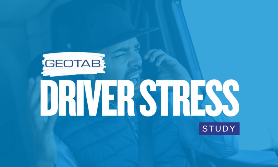 Stressed truck driver behind Geotab Driver Stress Study