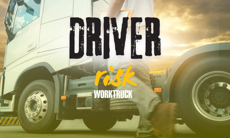 Medium-duty truck and driver with Driver Risk in text