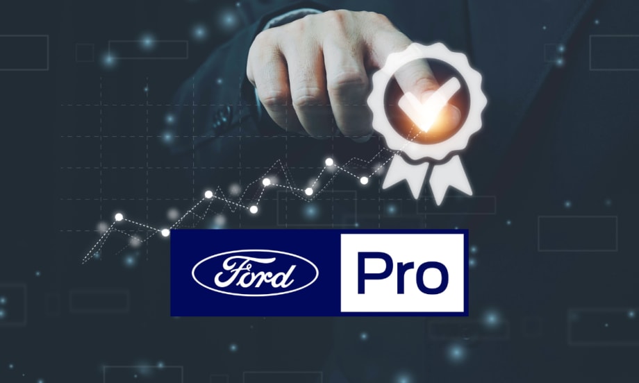 hand pointing at certification check mark with Ford Pro logo