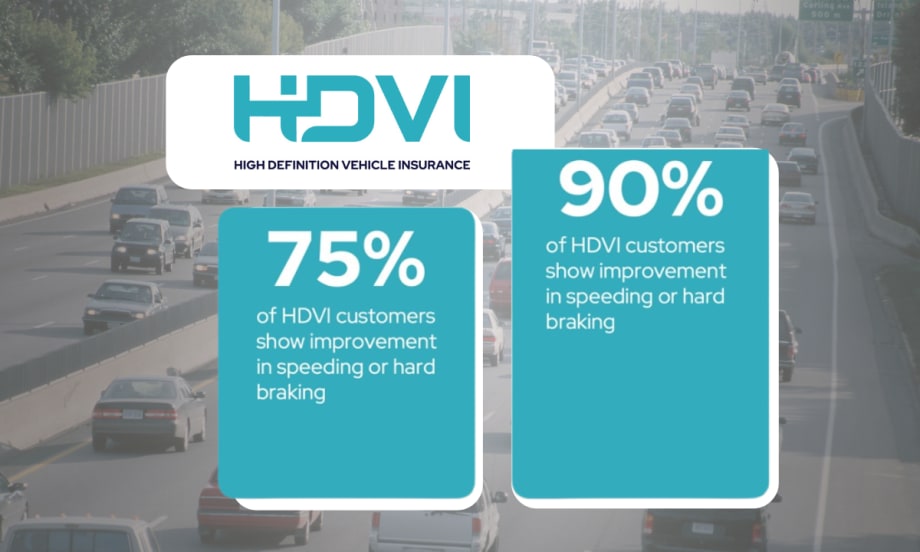 background image of text and logo for HDVI, and two info boxes in blue about how much fleets insured by HDVI improve safety.