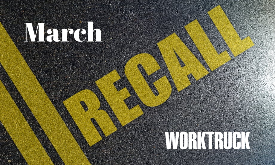 Background image of paved road with double yellow line and yellow wording that says Recall.