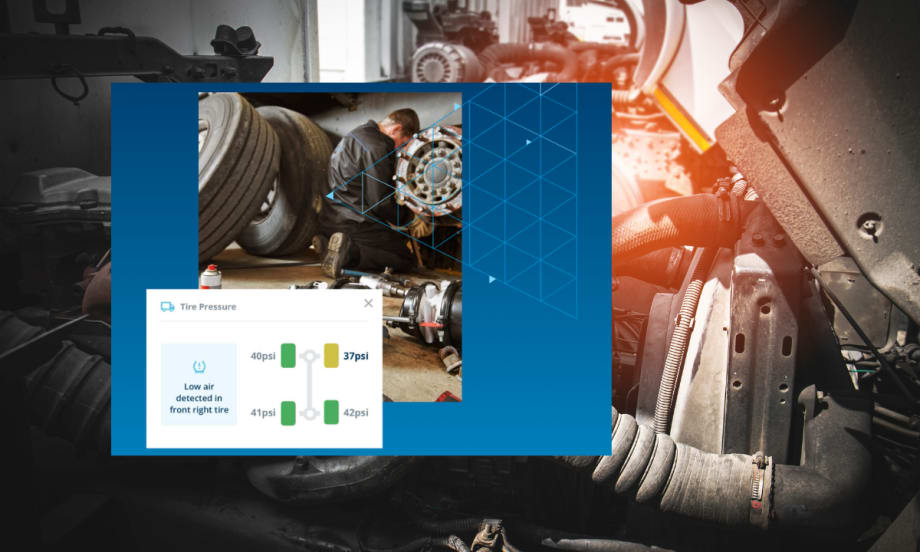 Tire pressure data over work truck maintenance