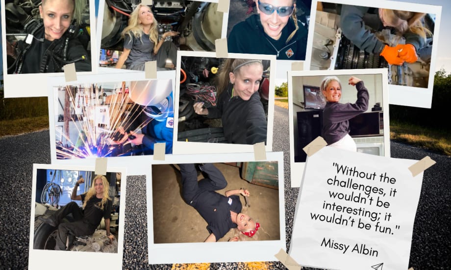 A collage of photos from DieselGirl Missy Albin's career.