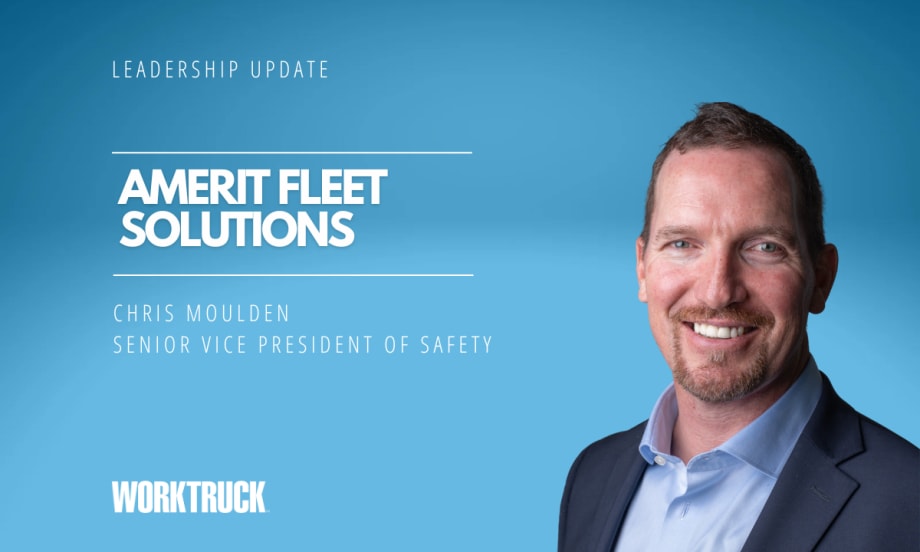 Man in business attire against a blue background and white text that says Amerit Fleet Solutions and the man's name.