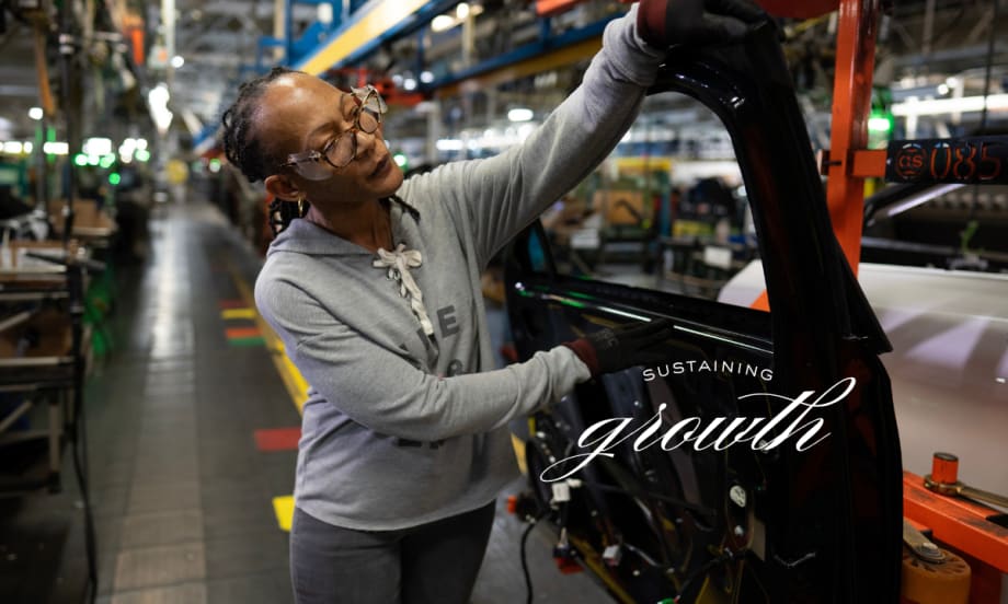 GM factory worker on the production line supports expanded U.S. manufacturing as part of the company’s $4 billion investment in domestic vehicle assembly plants.
