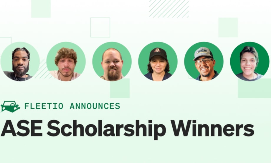 Six headshots in circles against a green background and headline for ASE Scholarship Winners.