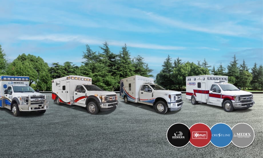JB Poindexter & Co. expands into the emergency vehicle market with the acquisition of Demers Braun Crestline Medix, showcasing a range of ambulances across its brands.