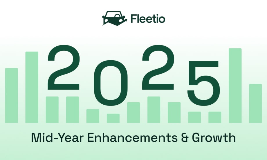 bar-graph illustration in teal across the width of the page with large text for 2025 and a Fleetio logo.
