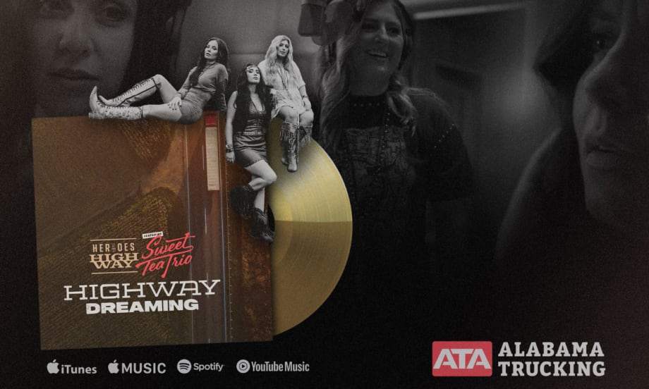 Promotional graphic for “Highway Dreaming” by Heroes of the Highway featuring Sweet Tea Trio, with ATA logo and streaming platform icons.