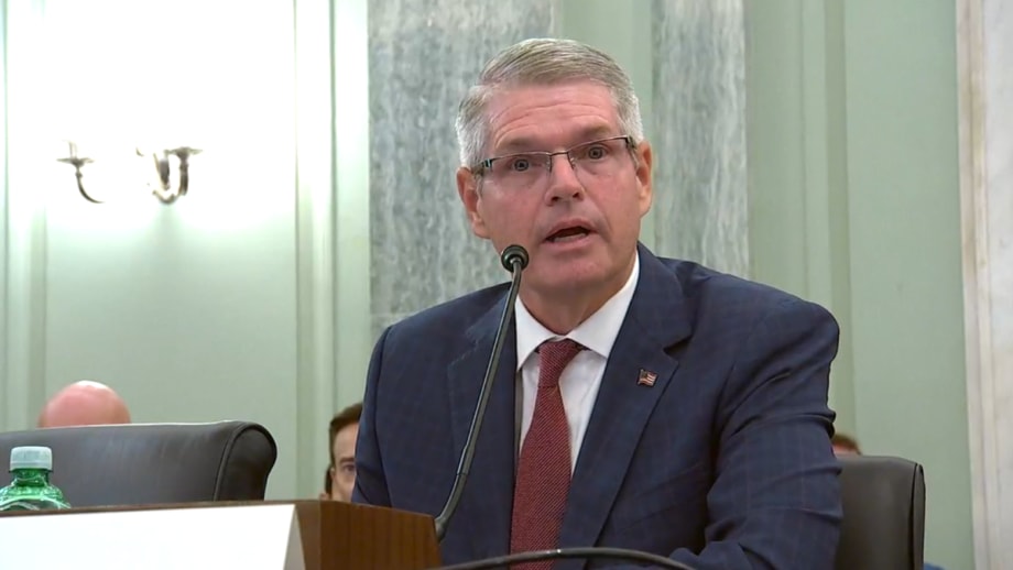 Derek Barrs testifying in a Senate Committee