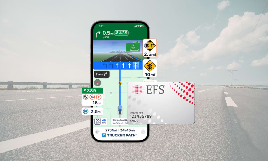 Illustration of Wex EFS card and Trucker Path app
