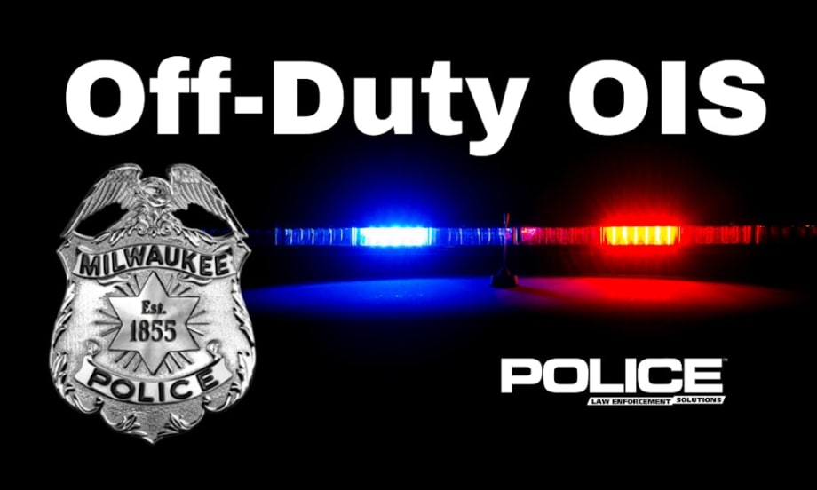 Milwaukee Police Department badge and emergency light bar on black background