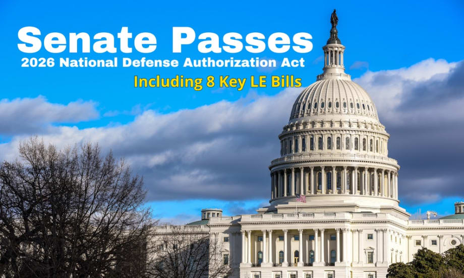 TS words, 9s characters US Capitol building against cloudy blue sky with text about 2026 National Defense Authorization Act