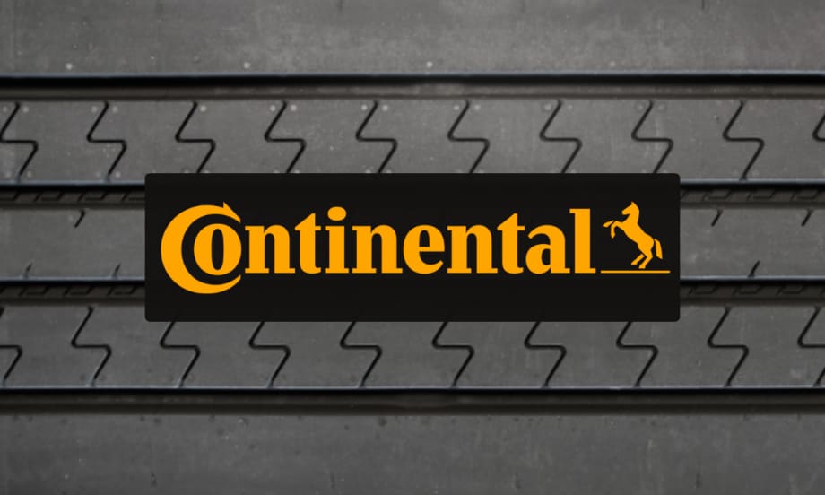 Continental logo over tire tread background representing the launch of the ContiTread HTR retread for regional and long-haul trailer applications.