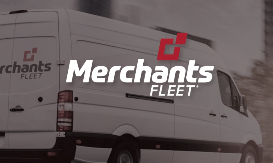 Merchants Fleet delivery van featuring the company logo, representing its expanded partnership with UFOFLEET for automated fleet management solutions.