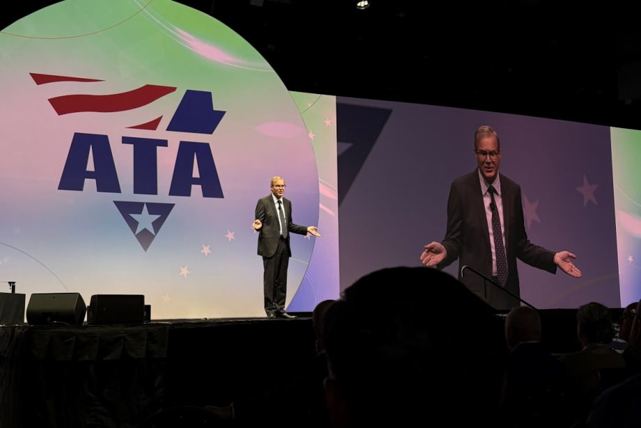 Photo of ATA's Chris Spear on stage speaking