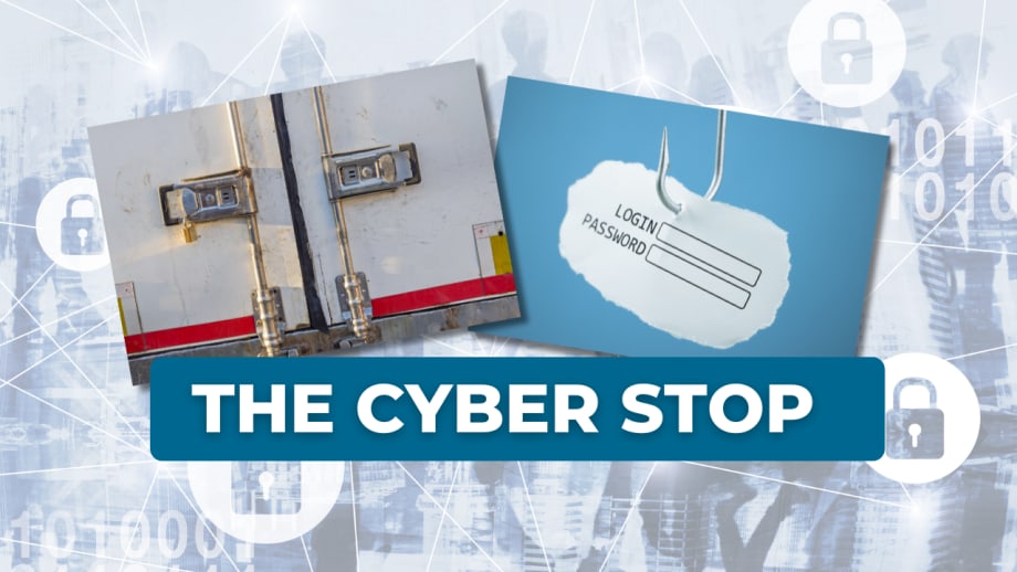 Illustration with locked trailer and phishing photos