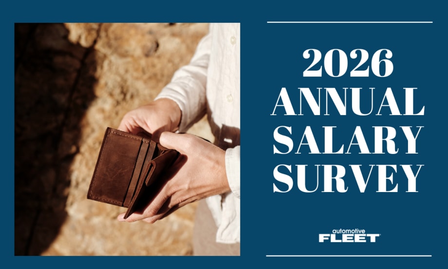 Someone holds a brown wallet open on the left side of an image with a blue background, with text detailing a survey on the right.