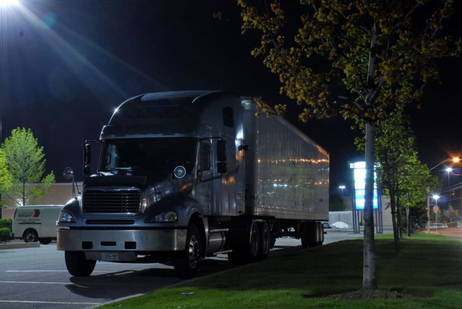 Truck parked at night