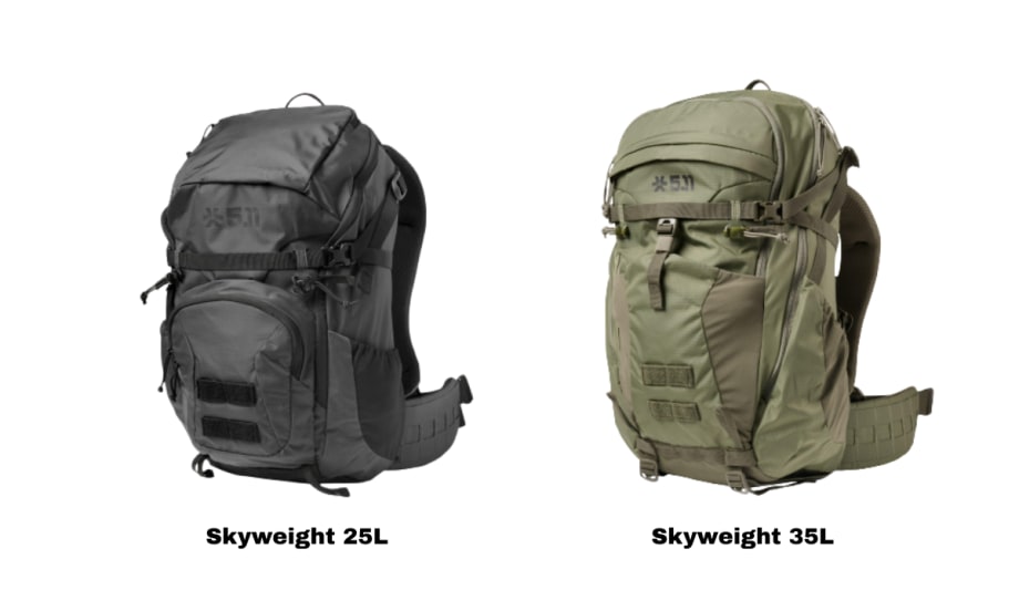 Two backpacks against a white background