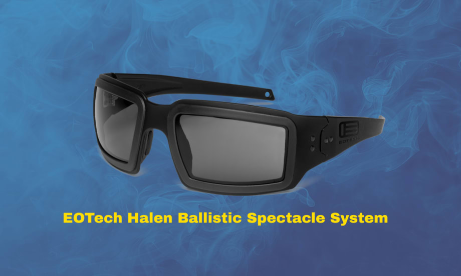 dark ballistic sunglasses against a blue smokey background