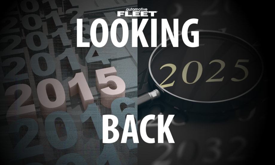 Looking back at 2025 fleet forecasts with a magnifying glass highlighting the year 2025, symbolizing reflection on long-term fleet trends and predictions.